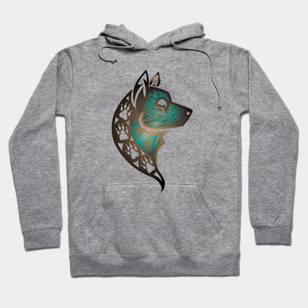 The Wolf (Aqua) Hoodie by melvinwareagle